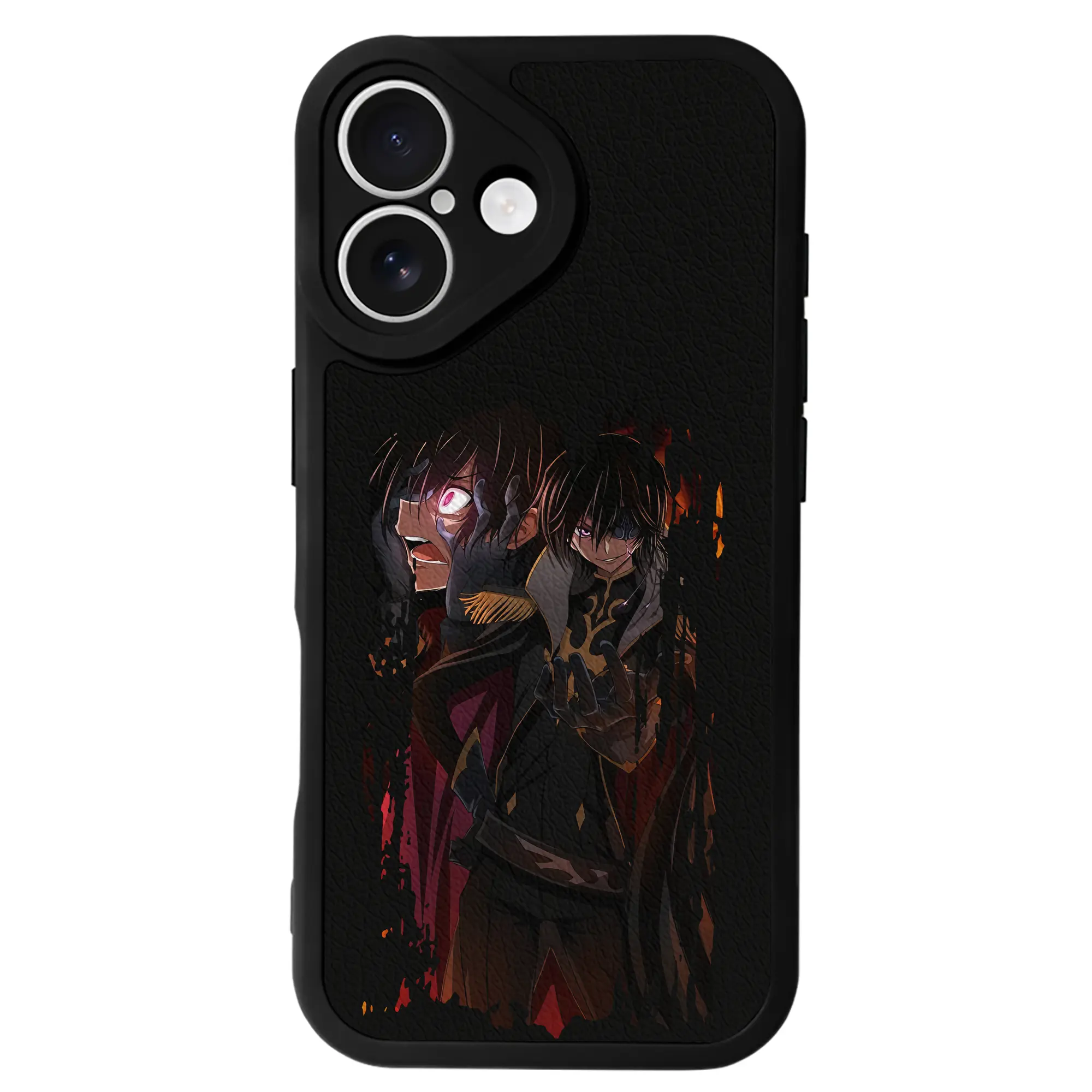 コードギアス 反逆のルルーシュ グッズ ルルーシュ・ランペルージ - IPhone 16シリーズ対応 ・ シリコンスマホケース ・ レザー調 ・ 高精度フィット ・ 耐衝撃 ・ ワイヤレス充電対応 ・ 精密カット